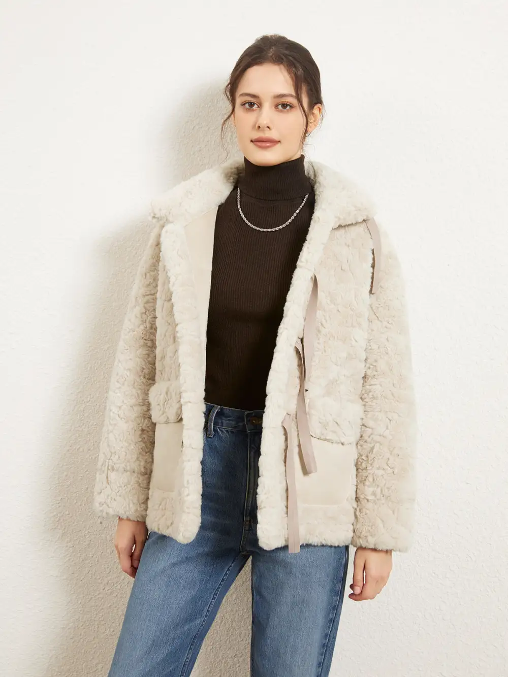 Faux Fur Solid Button Up Jacket