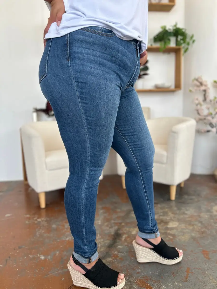 Skinny Cuffed Denim Jeans