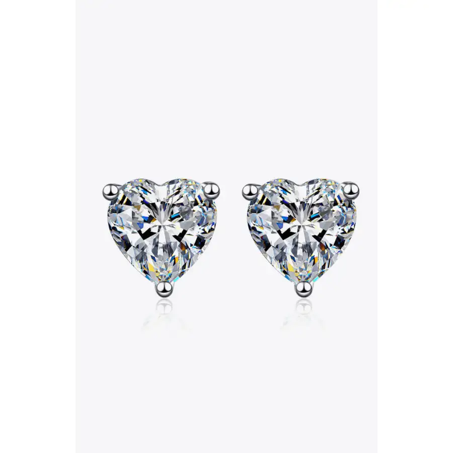 Classic Moissanite Heart Shaped Stud Earrings