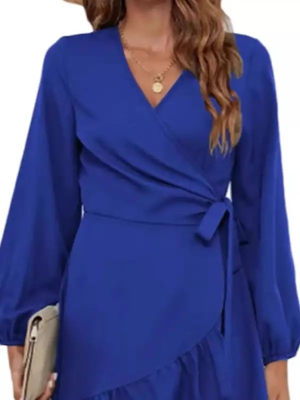 Ruffle Wrap Long Sleeve Dress Casual