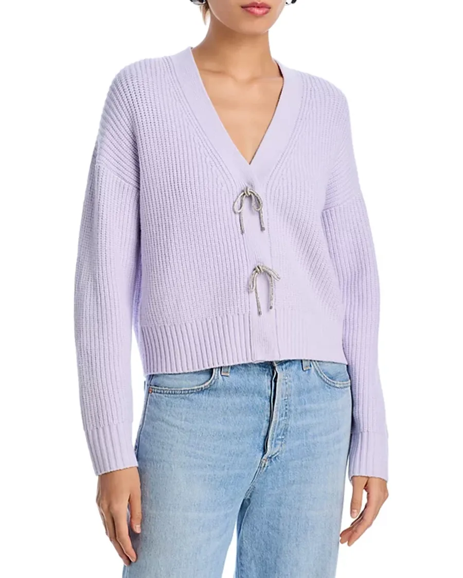 Sparkly Bow Embellished Cardigan