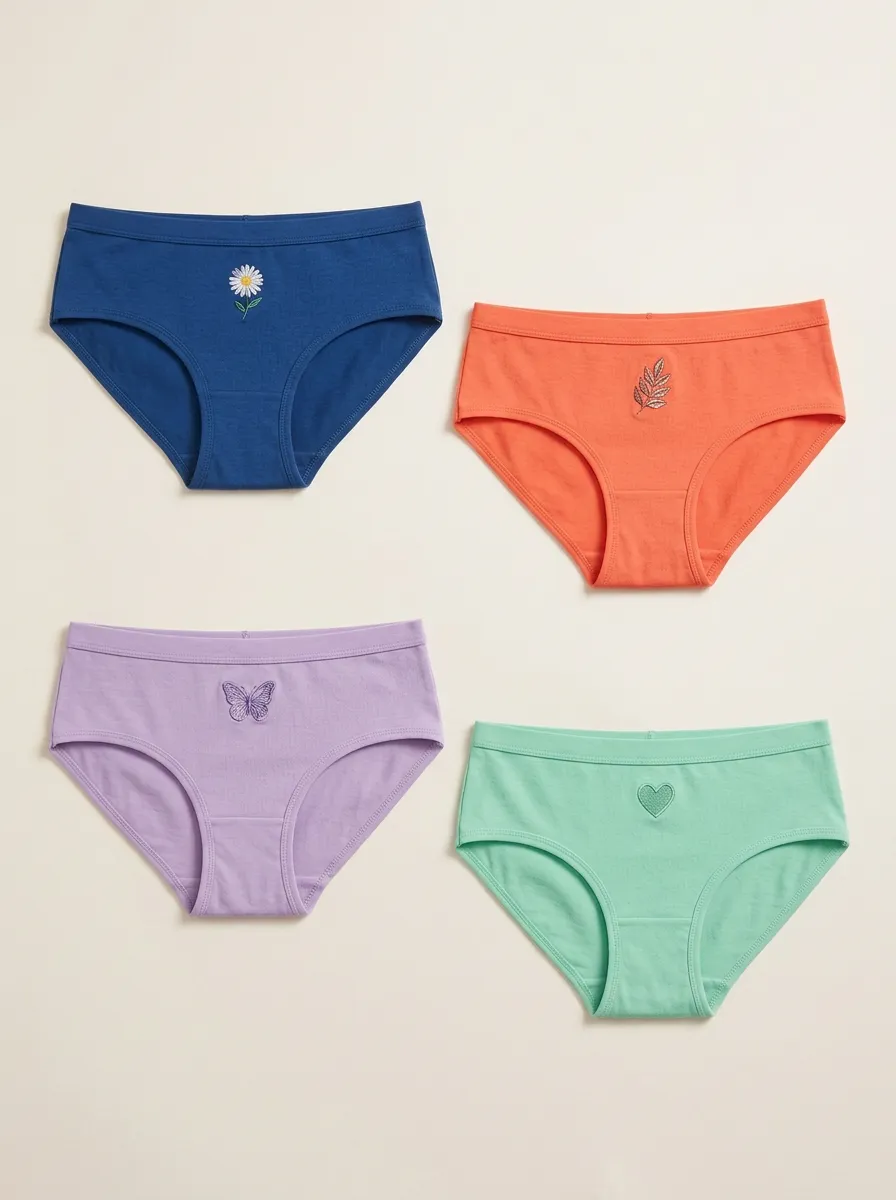 Women's Nature Motif Mid-Rise Briefs Four Pack