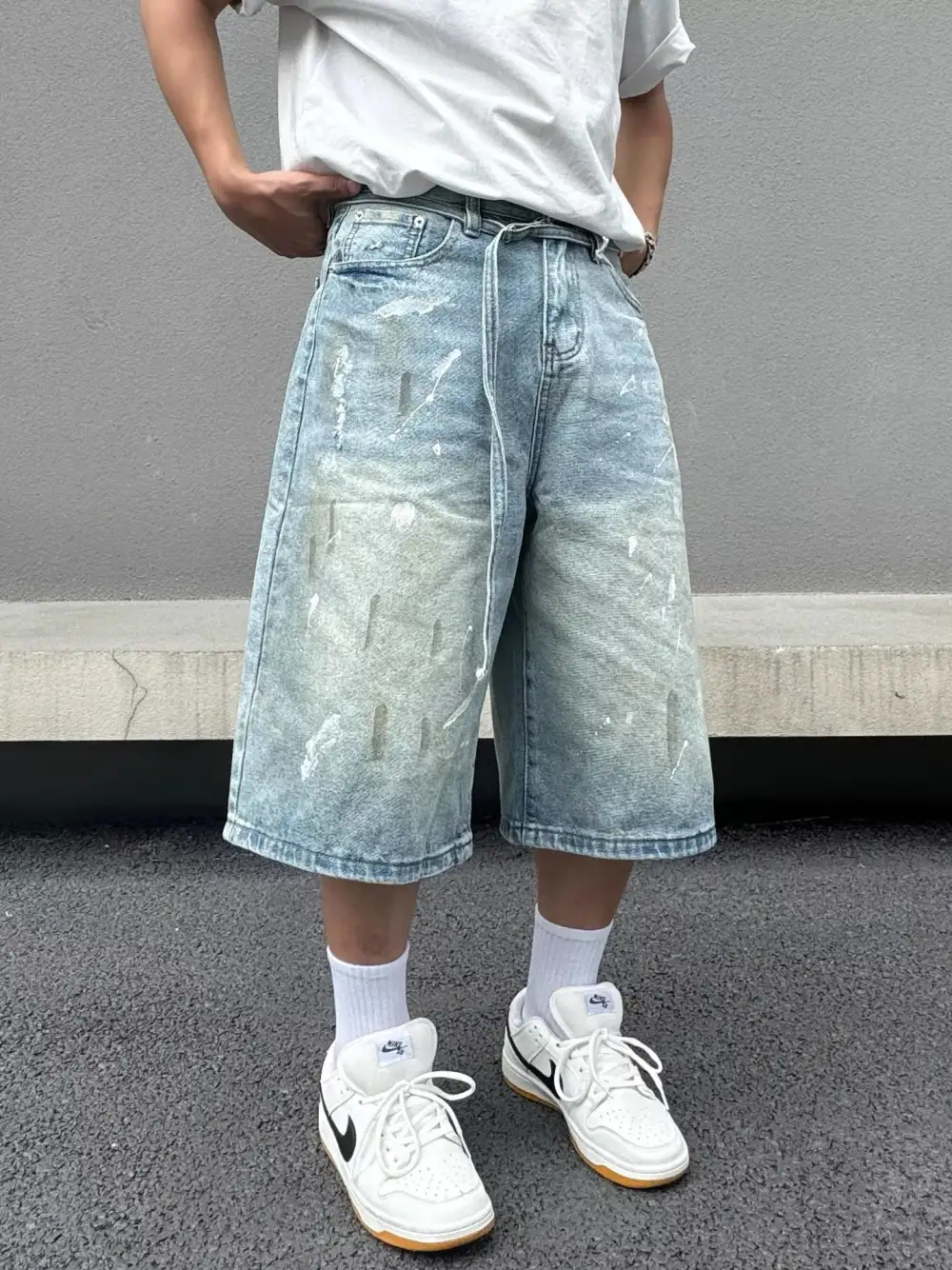 Men's Plus Size Wide Leg Denim Shorts
