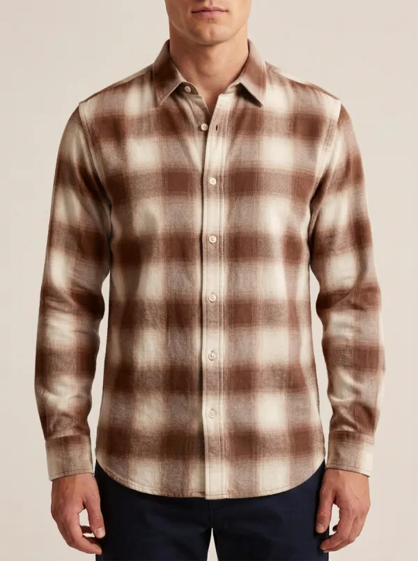 Plaid Ombre Long-Sleeve Men's Long-Sleeve Shirt
