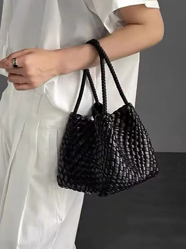 Polished Woven Shoulder Bag