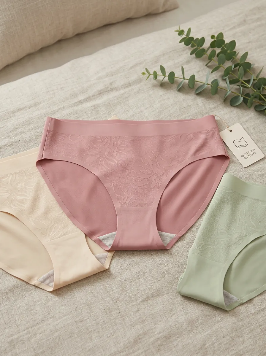 Women's Floral Embossed Seamless Three-Pack Panties