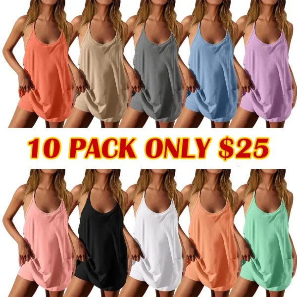 Women's Sleeveless Athletic Dress with Built-In Shorts