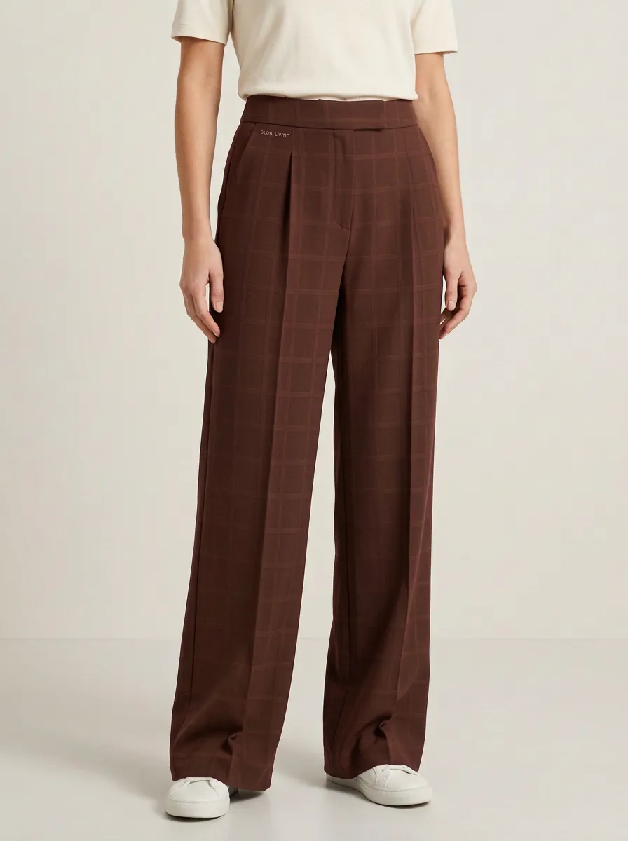 Casual Wide-Leg Plaid Printed Women's Wide-Leg Pants