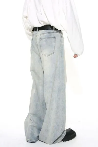 Streamlined Washed Stretch Straight Leg Jeans