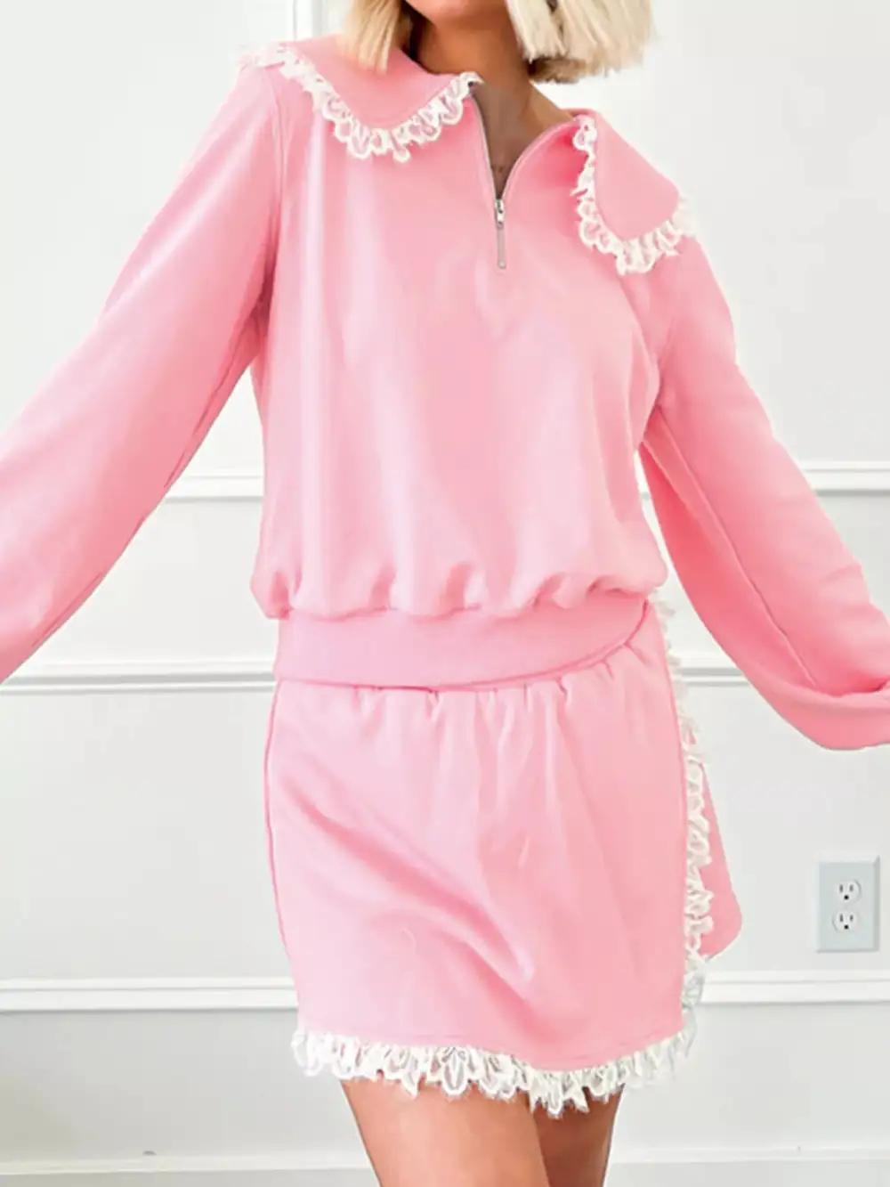 Lace Cotton Blend Coordinated Set