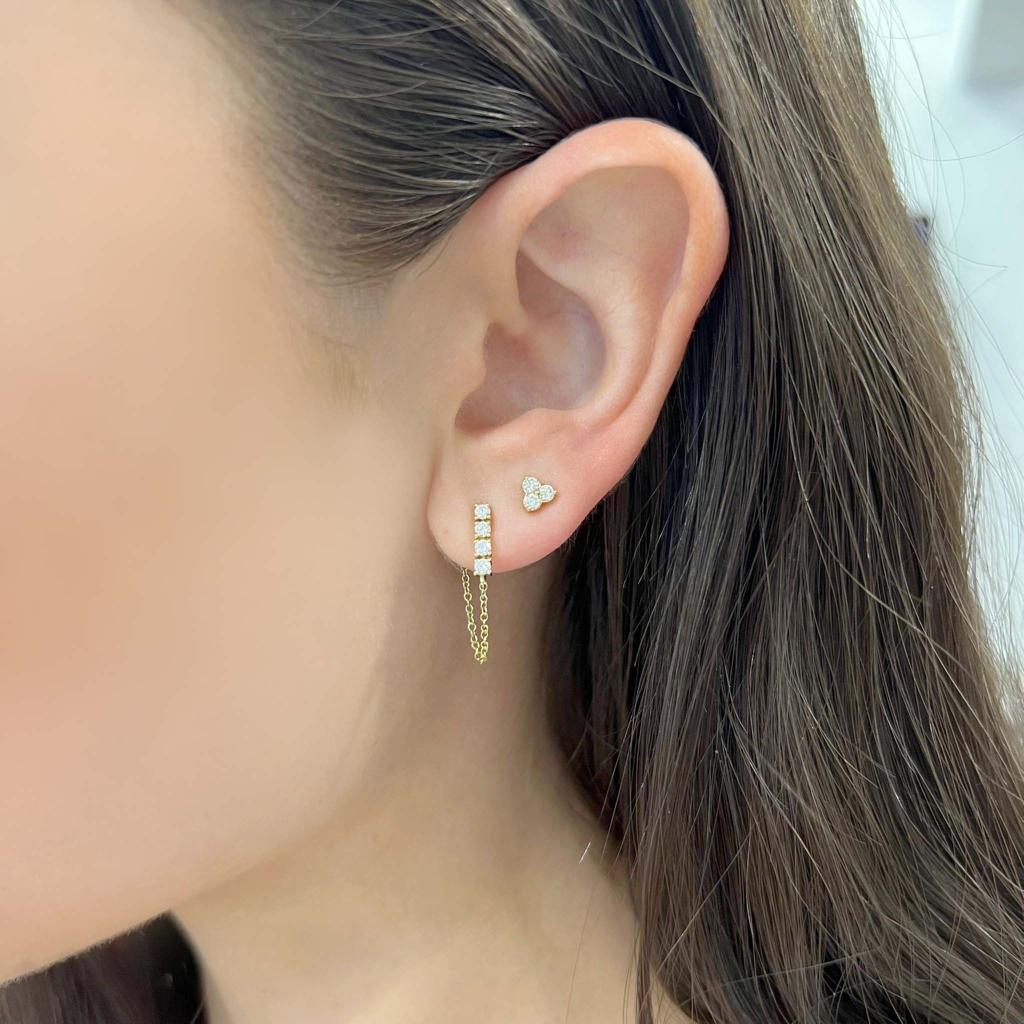 Polished Tonal Gem Detail Stud Earrings