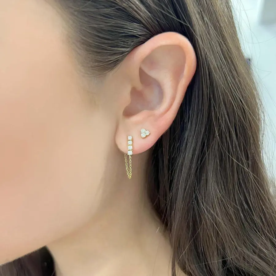 Polished Tonal Gem Detail Stud Earrings