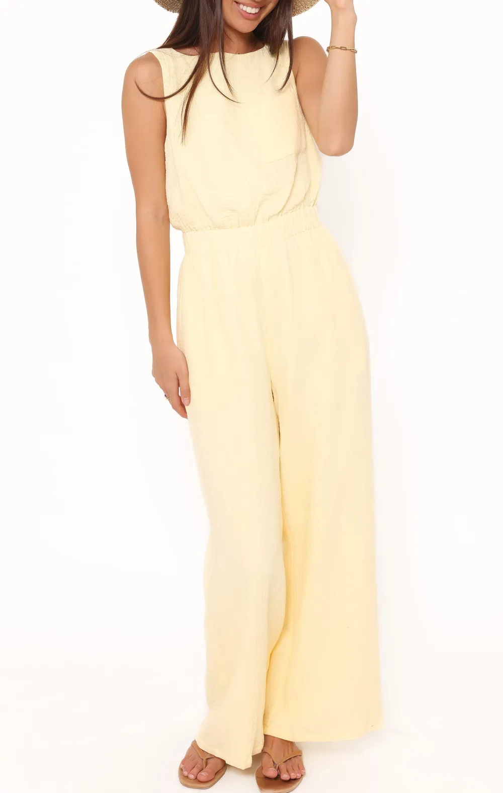 Refined Wide-Leg Pocket Sleeveless Jumpsuit