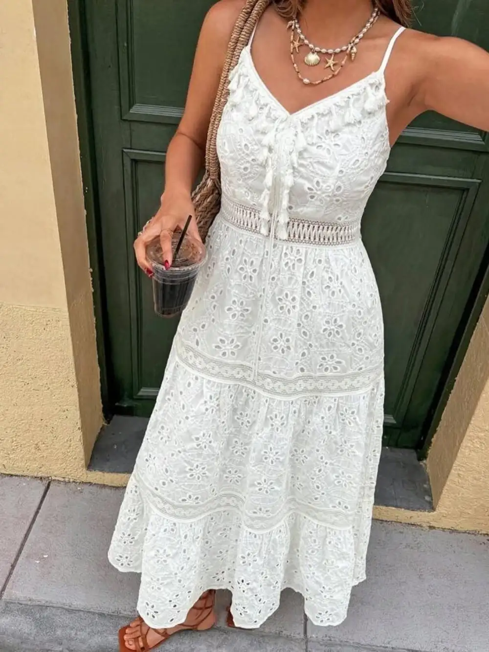 Embroidered Eyelet Dress Casual