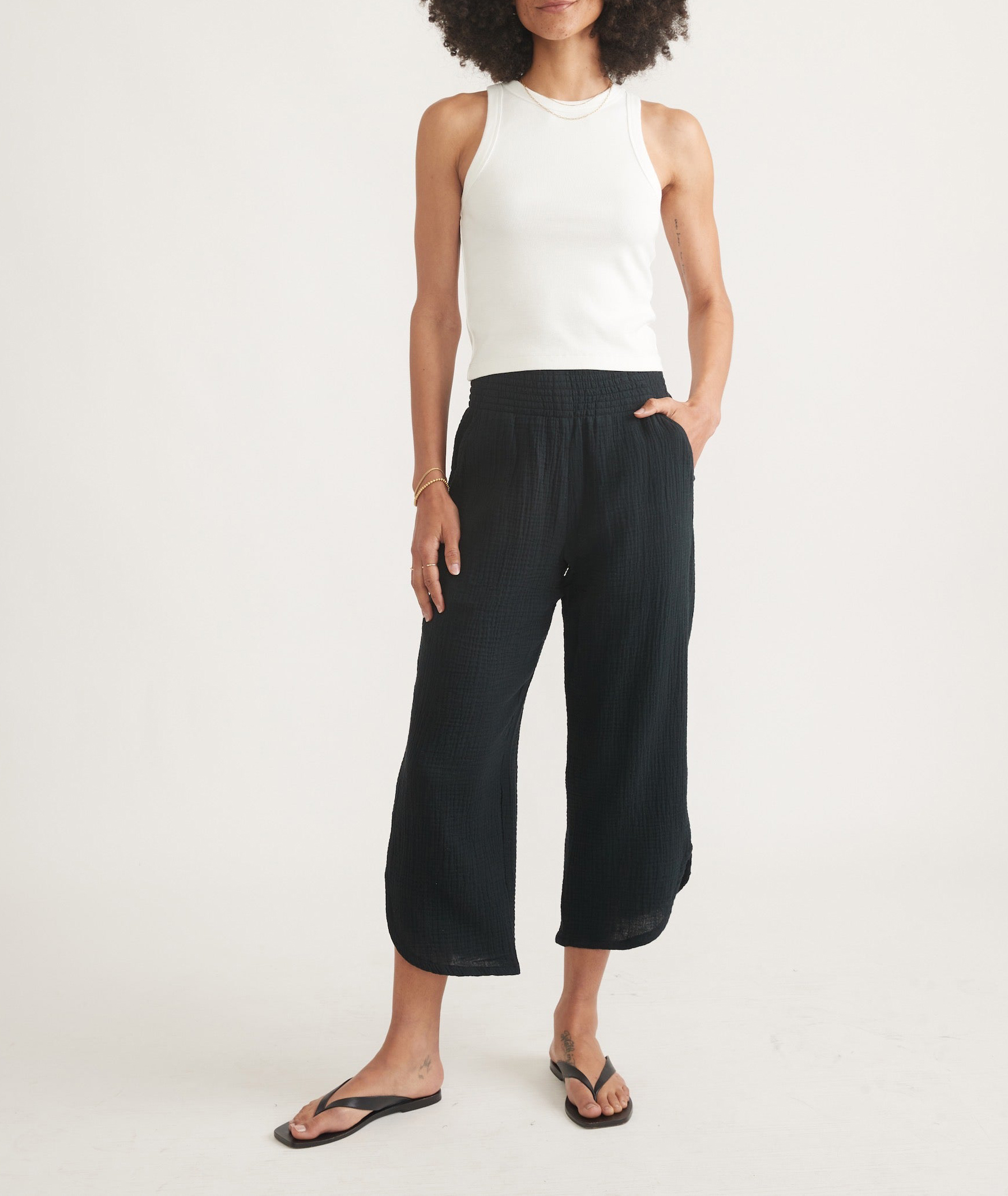 Black High-Waist Linen Trousers