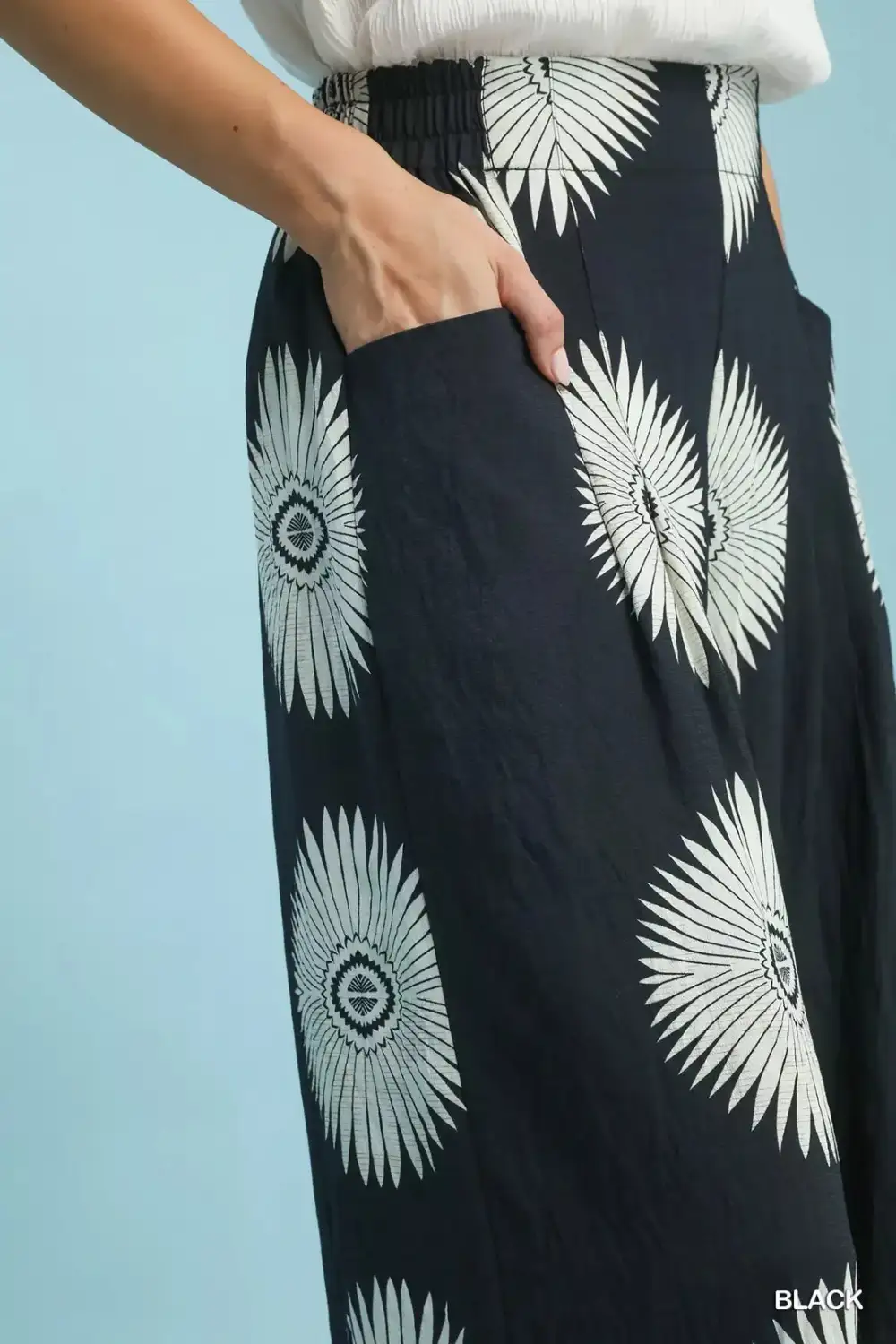 Abstract Border Print Wide Leg Pants