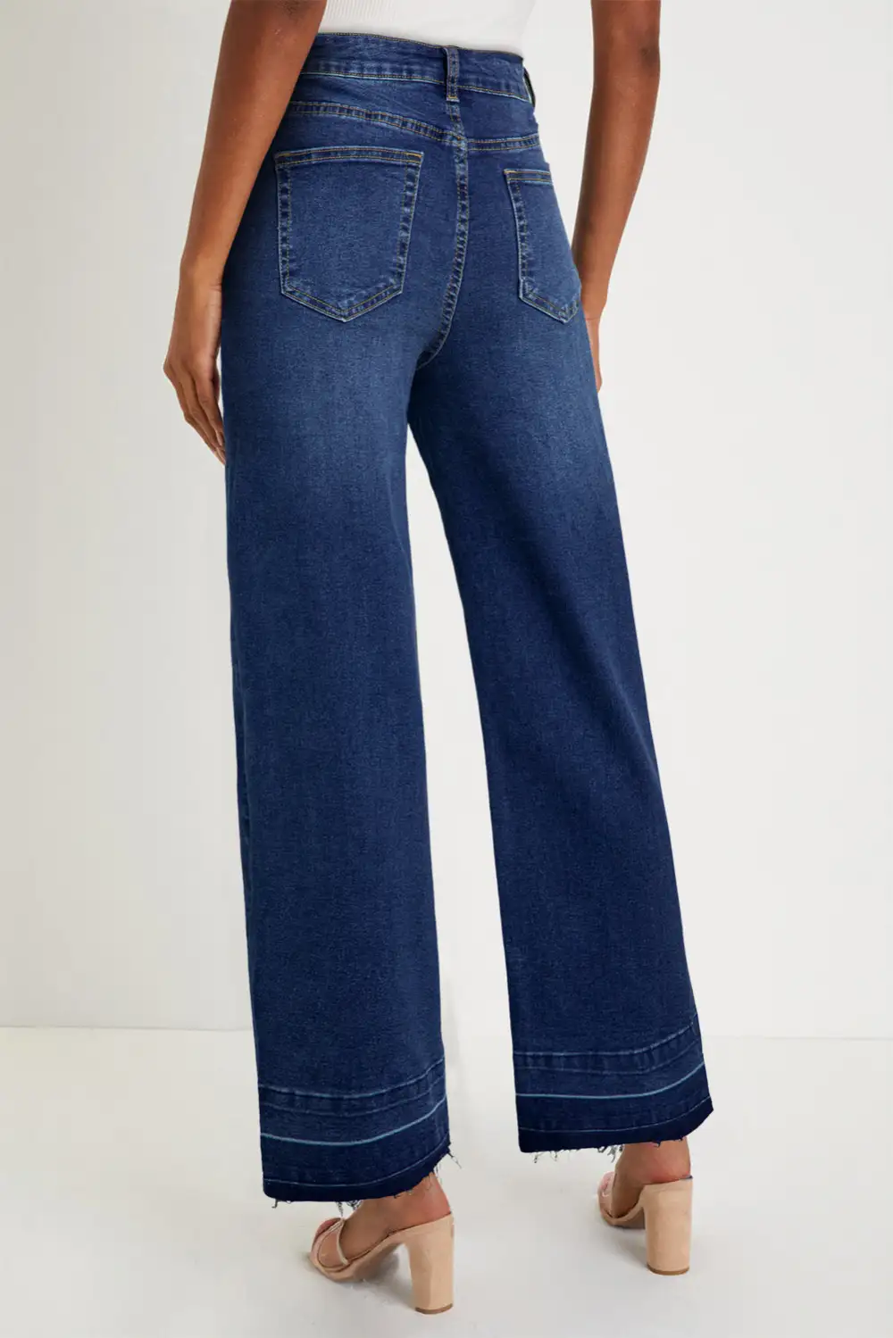 Raw Hem Unique Cuffs Straight High Rise Loose Jeans