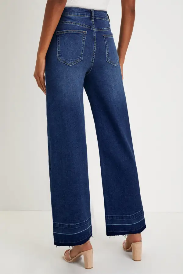 Raw Hem Unique Cuffs Straight High Rise Loose Jeans