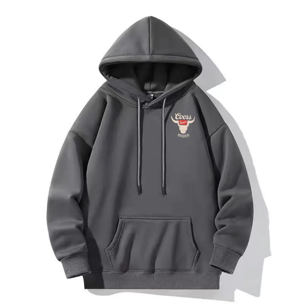 Bull Motif Black Hoodie With Casual Street Style