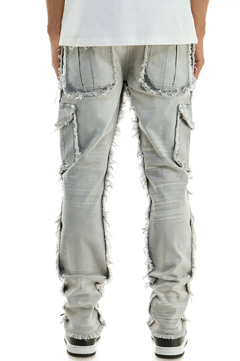 Men's Skinny Raw Hem Cargo Jeans