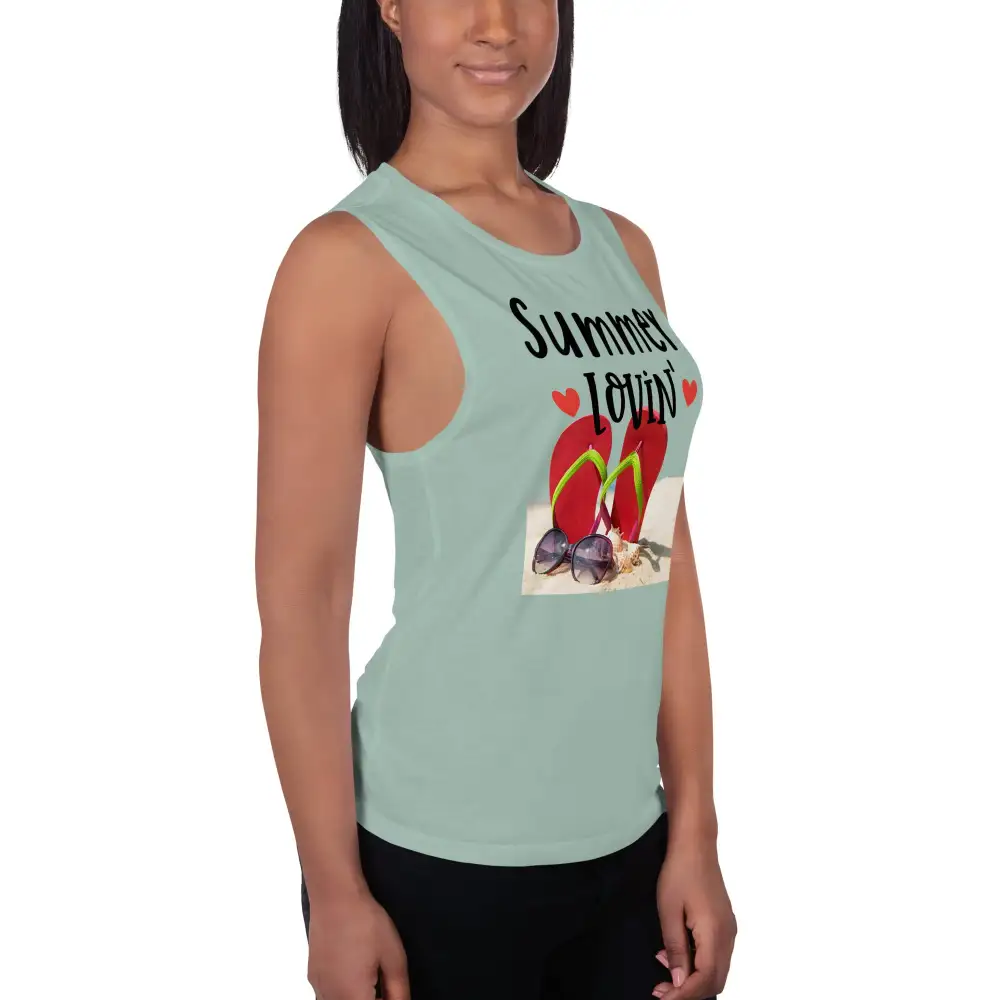 Ladies Muscle Tank Beach Lovin Tank Top
