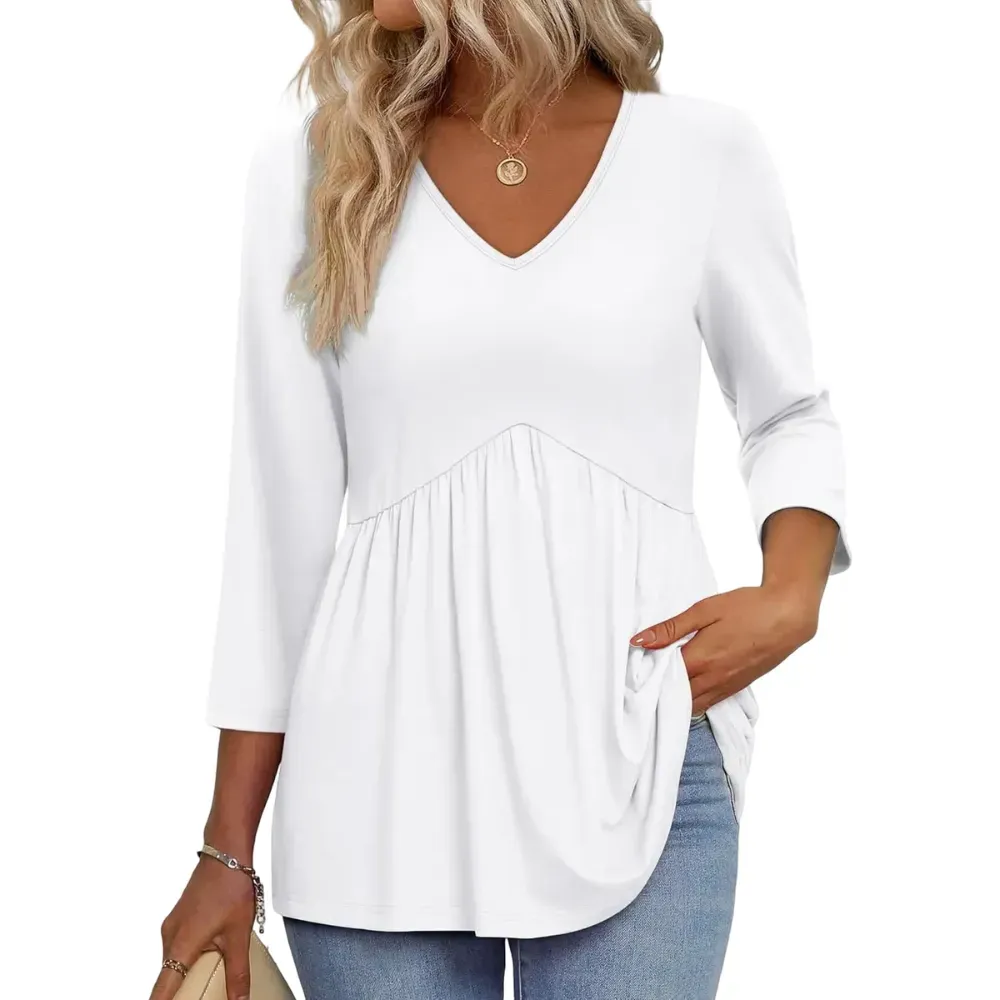 Women's Sleeve V-Neck Blouse
