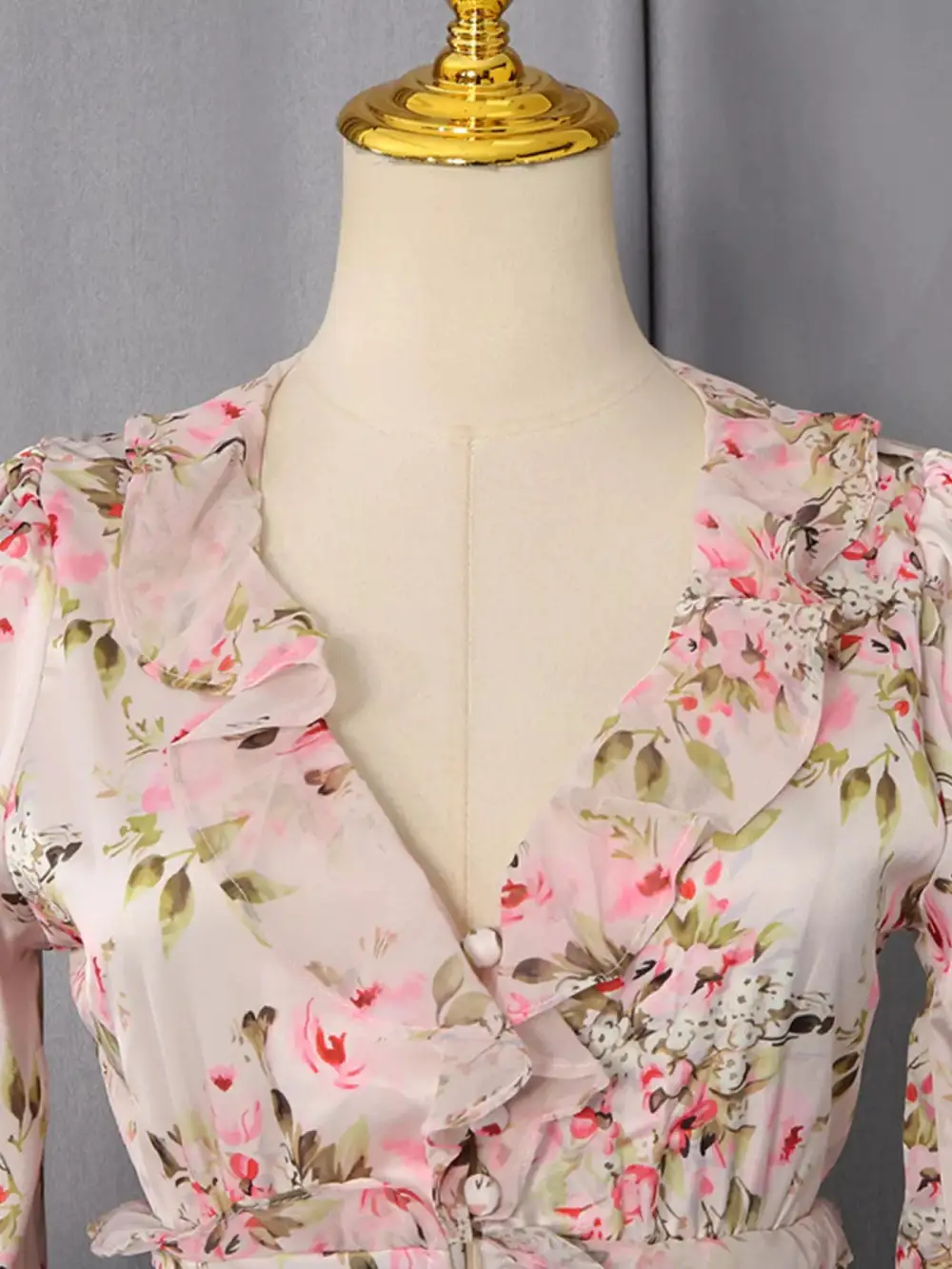 Structured Shape Floral Printed Ruffle Mini Dress