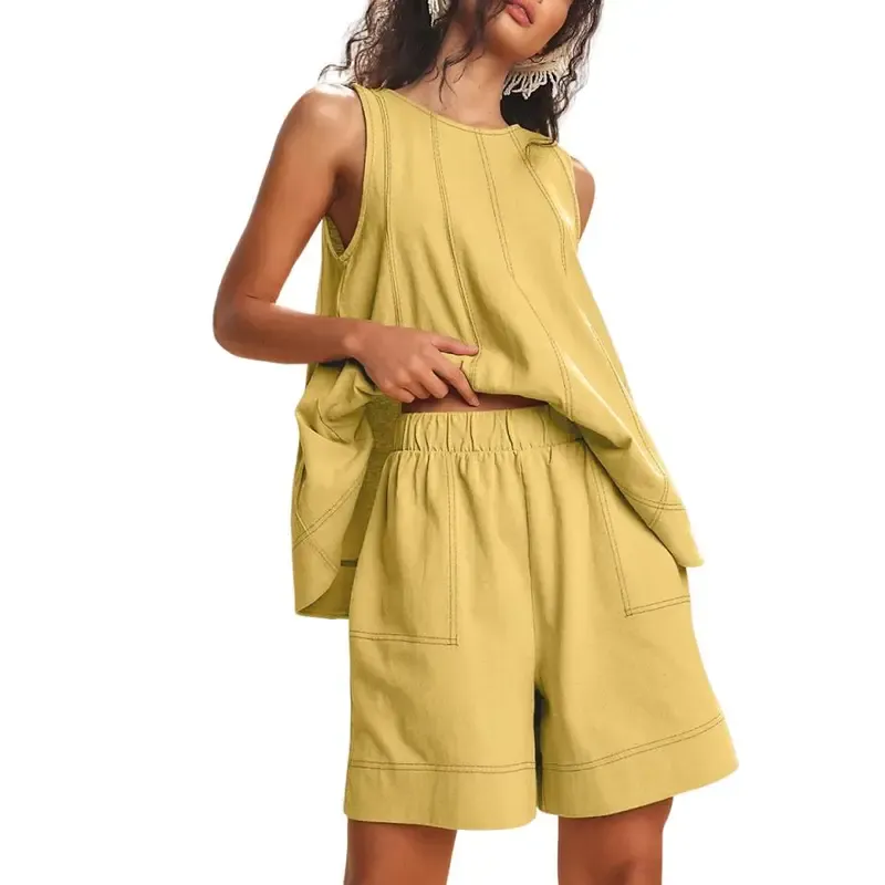 ⏰Hot Sale-Women's Cotton Tank Top & Shorts Set🔥8-Pack - All Colors Included