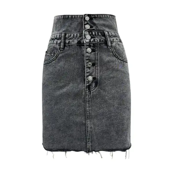 Raw Hem High Waist Denim Skirt