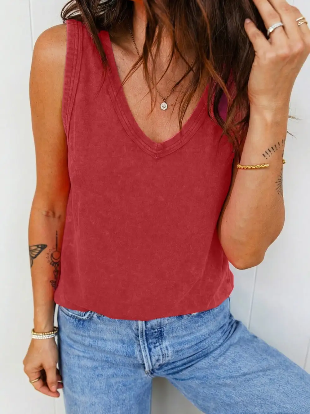 Wash V Neck Tank Top