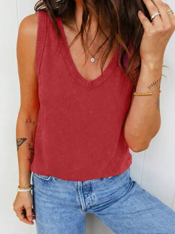Wash V Neck Tank Top