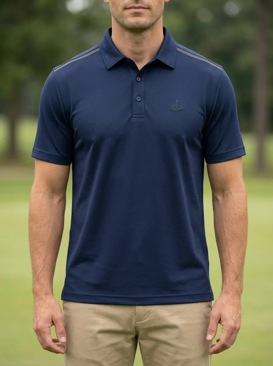 Clubhouse Flag-Motif Embroidered Golf Polo Shirt