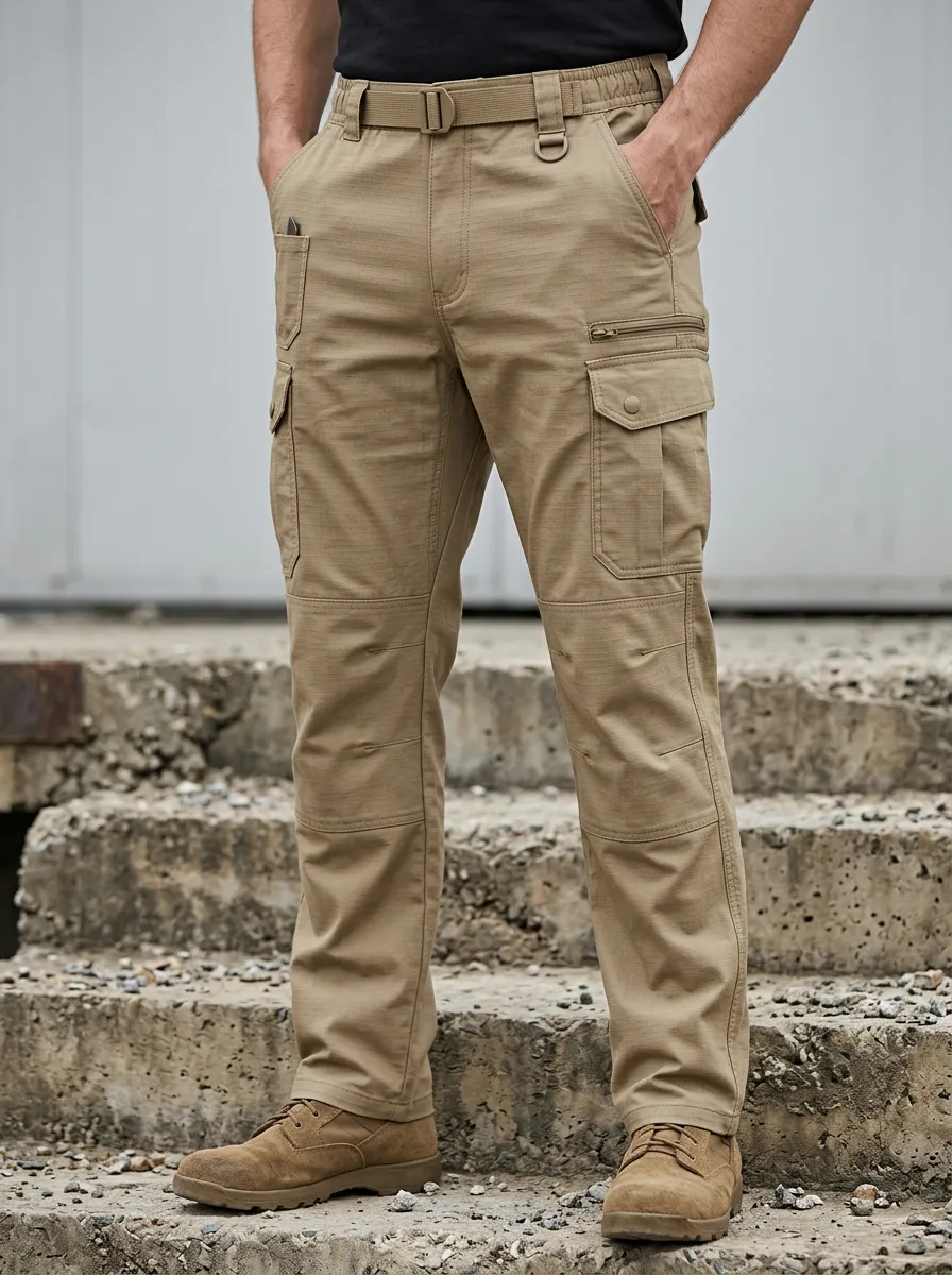 Men's Elastic-Waist Tactical Cargo Pants
