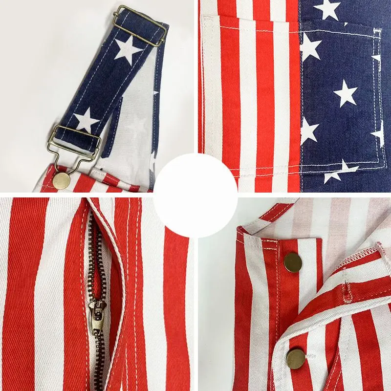 Yuanbang 4Th Of July American Flag Overalls For Men Women Stretchy Memorial Day Coveralls USA Patriotic Gifts For Couples, Father'S Day Romper Summer Menswear Womenswear