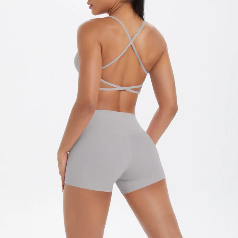 Backless Sleeveless Two-Piece Top and Shorts Active Set