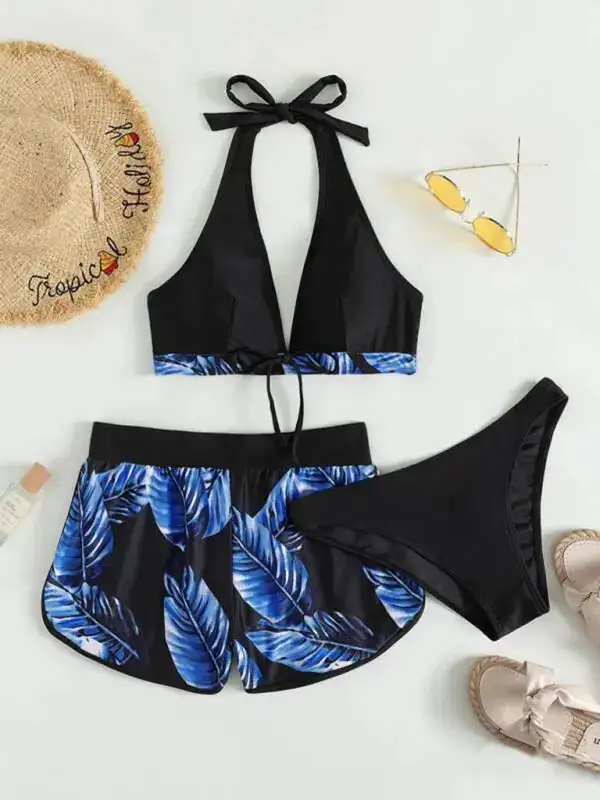 Multi Printed Layered Bikini Swim Set