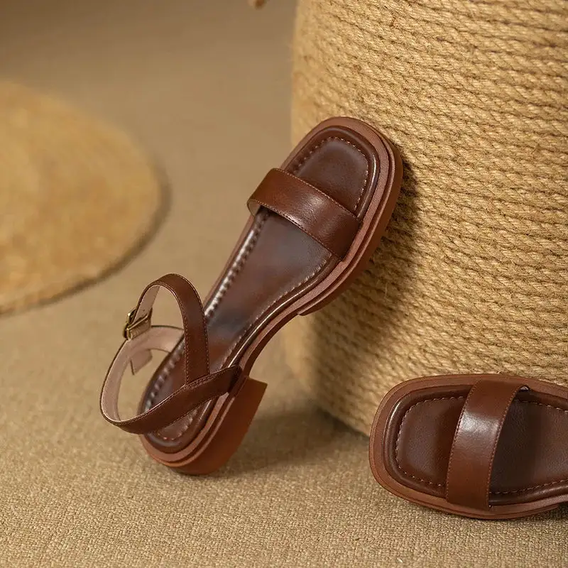 Wraparound Slingback Open-Toe Flat Sandals