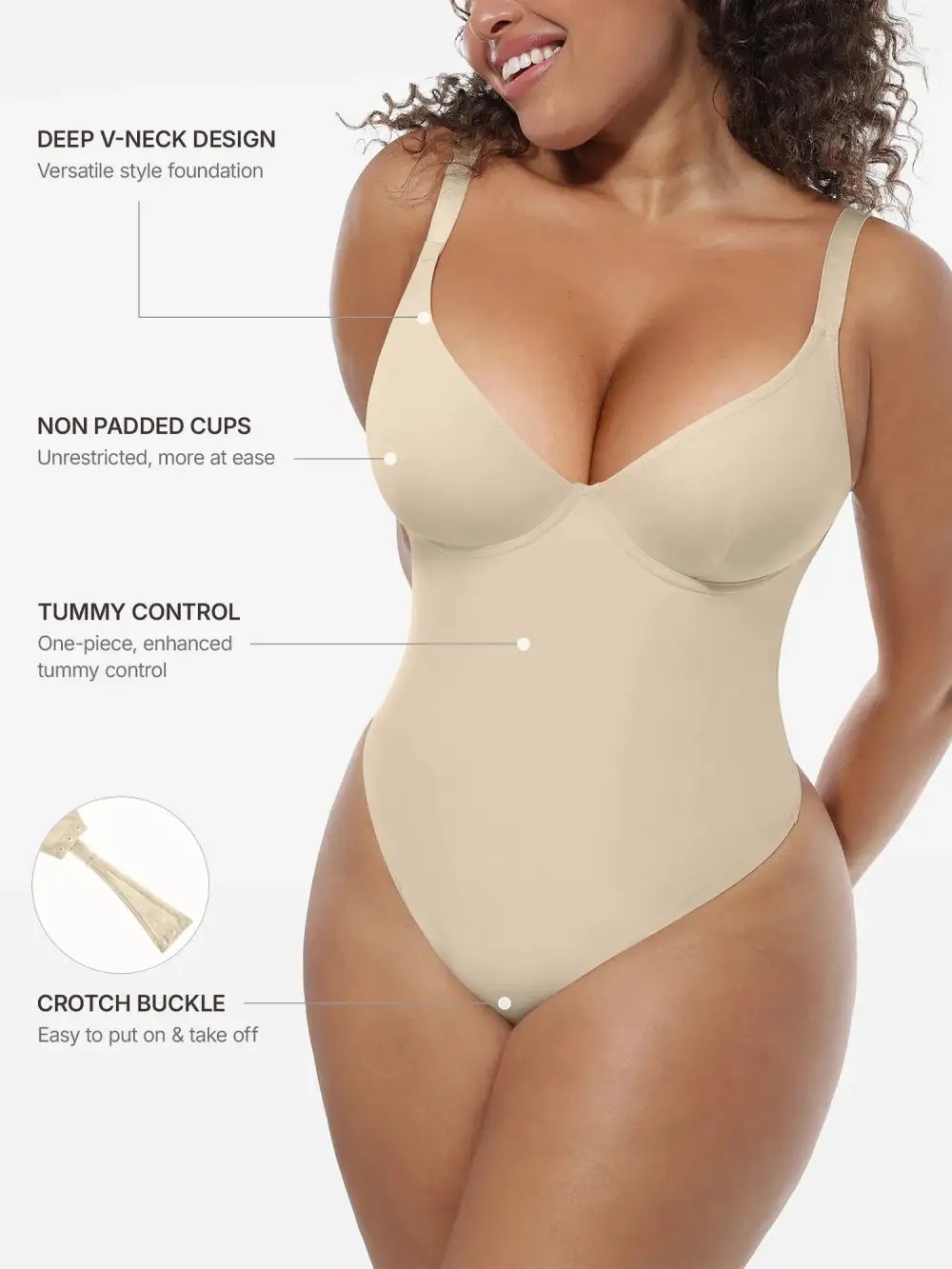 V Neck Deep Shaping Bodysuit