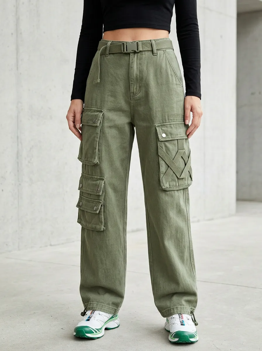 Signature Utility Style Multi Pocket Collection Women's Multi Pocket Cargo Pants
