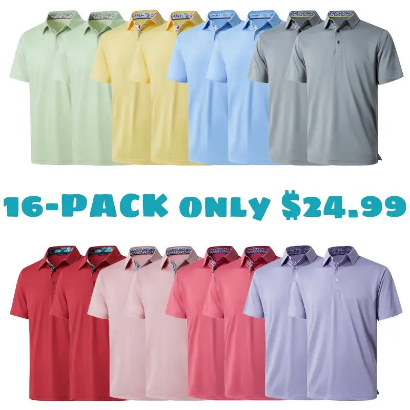 Mens Casual Dry Fit Performance Designed Collared Golf Polo Shirts for Men Plus Size Tops