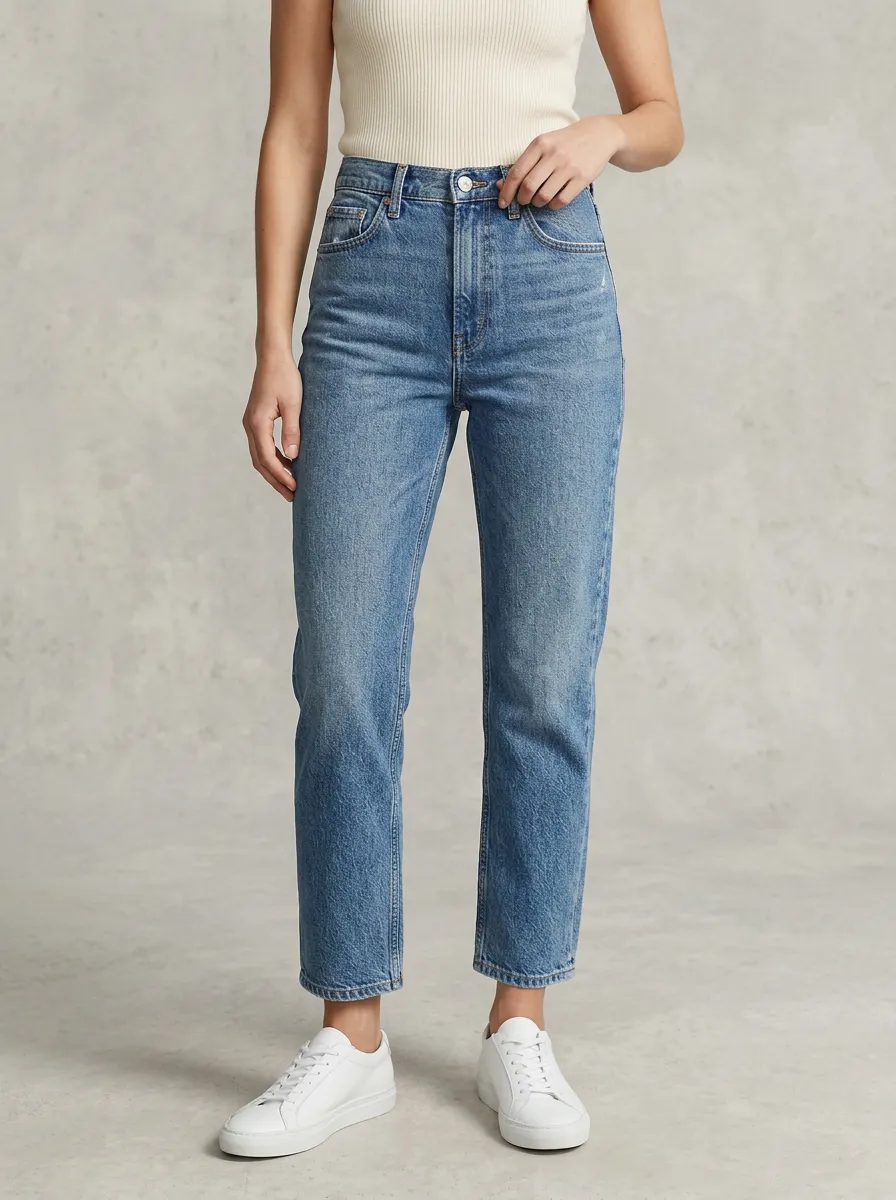Polished High-Rise Vintage-Wash Women's Straight-Leg Jeans