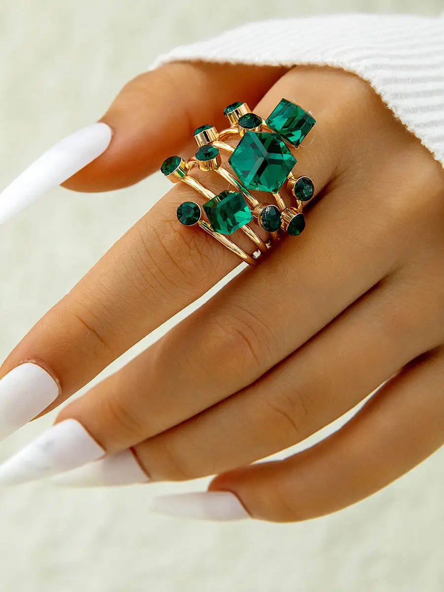 Geometric Rhinestone Ring