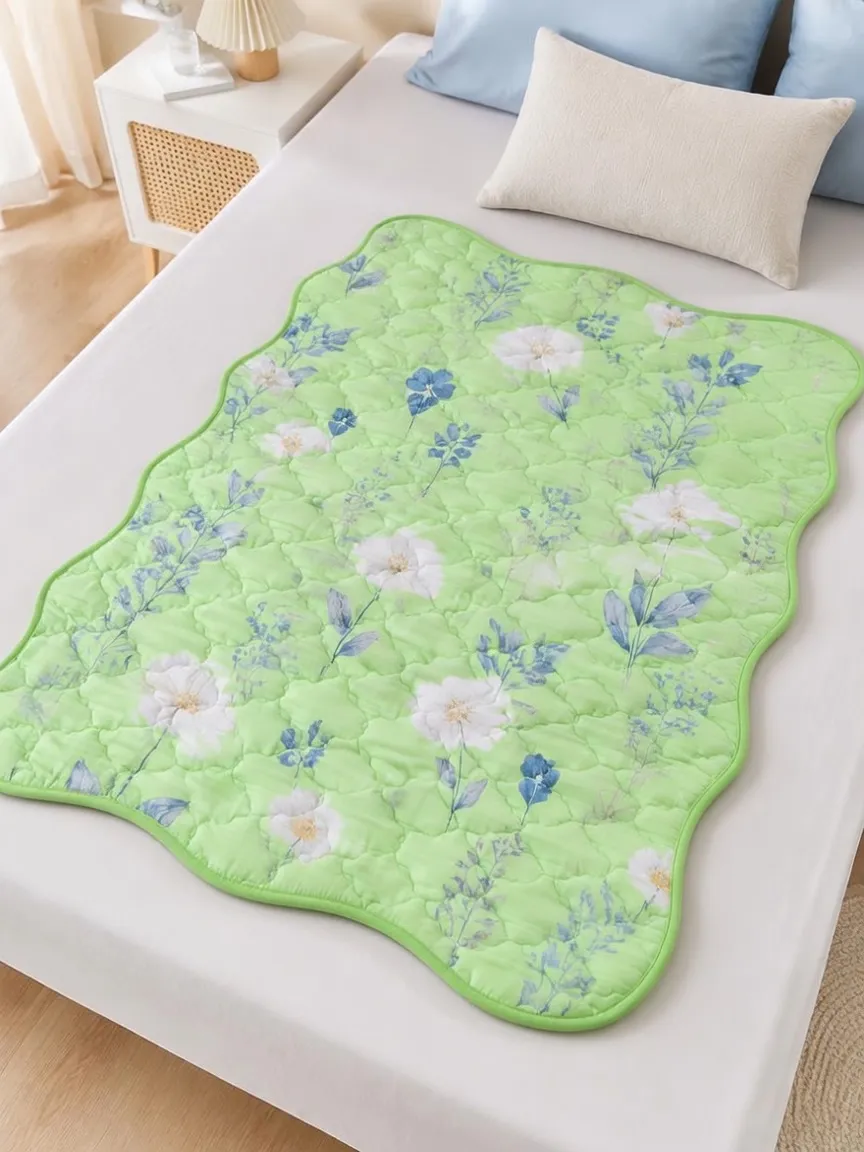 Floral Botanical Blue Print Cooling Mat