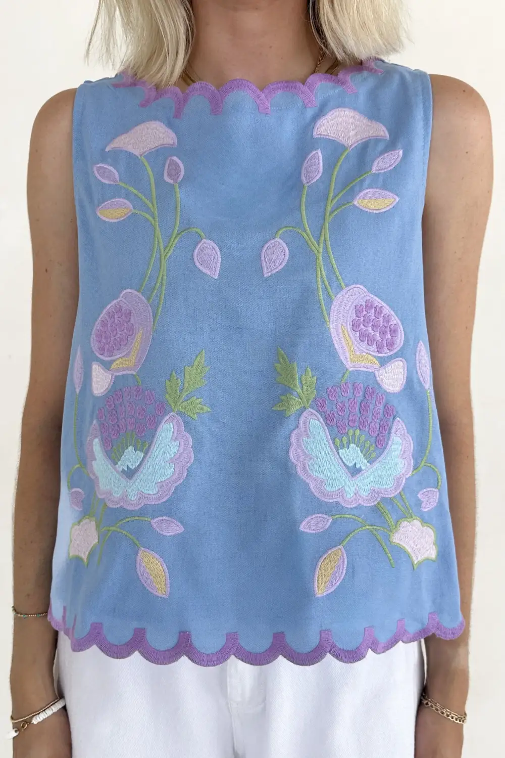 Floral Embroidered Sleeveless Top
