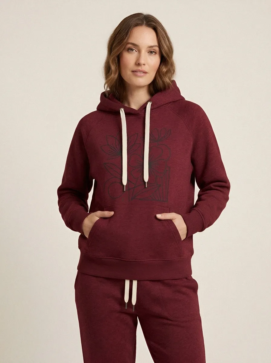 Women's Heather Grey Relaxed Fit Solid Hoodie & Pants Set
