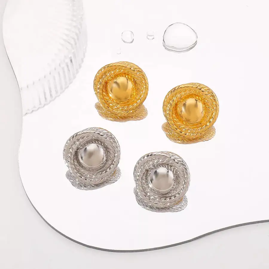 Twisted Rope Circle Stud Earrings