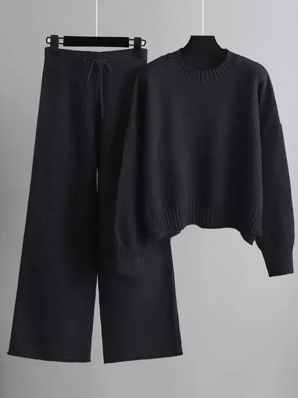Relaxed Long Sleeve Round Neck Sweater And Pants Set