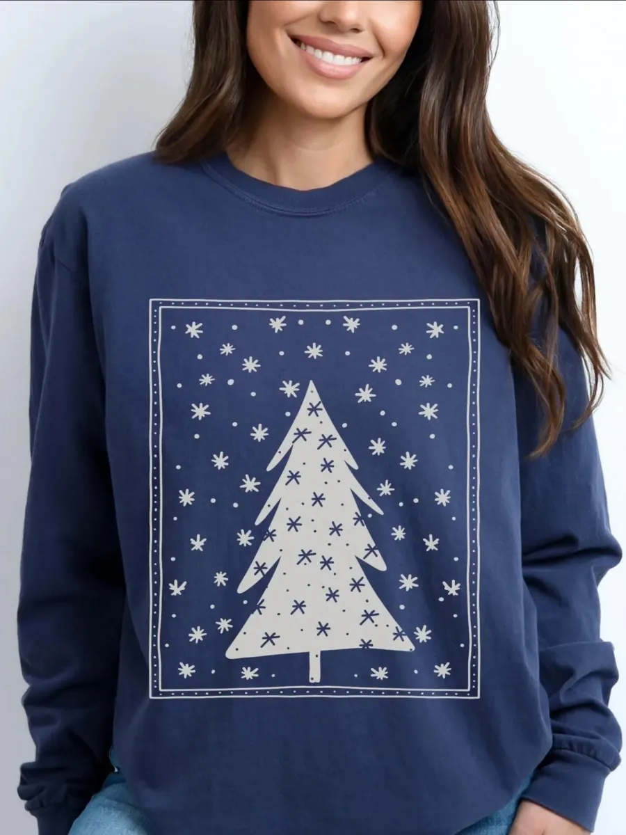 Snowy Tree Print T-Shirt