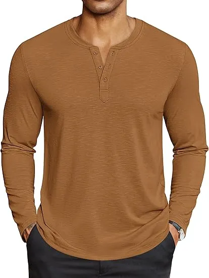 🧍‍♂️ Men’s Henley Long Sleeve Shirt – Lightweight, Soft & Everyday-Ready