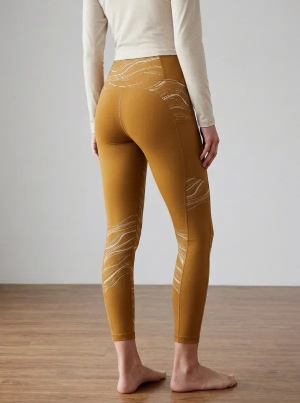 Women's Abstract Wave Pattern Print Yoga Pants